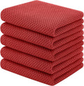 Homaxy 100% Cotton Waffle Weave Kitchen Towels, 5-Pack, Brick Red | 13 x 28 Inches, Ultra Soft Absorbent Dish Towels, Quick Drying Cleaning Towels
