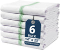 LANE LINEN Kitchen Towel Set - 100% Cotton, Green Dish Towels, Absorbent Tea Towels, Soft & Durable, Reusable Hand Towels, 14” x 25”, 6-Pack