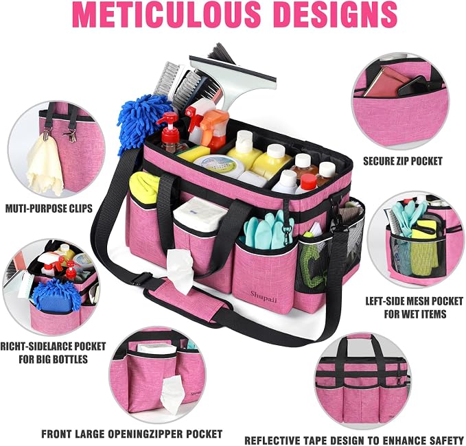 Wearable Cleaning Caddy Bag, Cleaning Caddy Supplies Organizer with Handles for Cleaners & Housekeeper, Under Sink & Car Cleaning Tool Organizers Bag