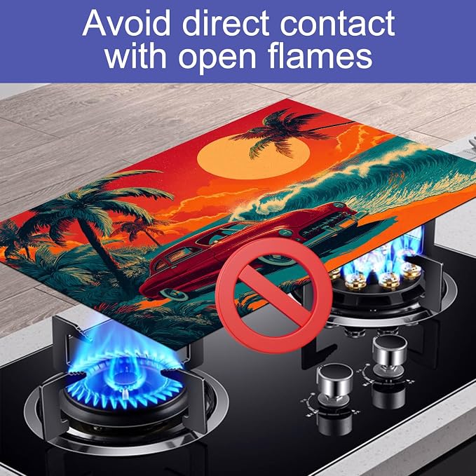 HOMETITUTE Summer Stove Top Cover 28x20 Tropical Sunset Beach Heat Resistant