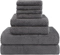 HOMEXCEL 8PK Bath Towel Set, Soft Absorbent, 2 Bath, 2 Hand, 4 Wash, Grey | Light Weight, Quick Drying Towel Set for Bathroom, Gym, Hotel, SPA, Sport, Yoga, Fitness