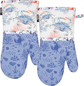 Alselo Oven Mitts 1 Pair, Silicone Printed Kitchen Mittens,7"x13.5" | Heat Resistant & Non-Slip Oven Gloves, Fashion Animal Design with Soft Quilted Cotton Lining for Baking Cooking BBQ (Lilac 2)