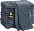 Homaxy 12 Pack Super Soft & Absorbent Dish Cloths, 10" x 10", Dark Grey | Coral Velvet, Nonstick Oil Fast Drying Microfiber Cleaning Cloth, No Lint Household Dishcloths