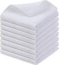 Kitinjoy 100% Cotton Waffle 8-Pack Kitchen Towels, 12" x 12", White | Ultra Absorbent, Super Soft, lightweight, Quick Drying Dish Rags for Washing Dishes