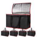 Bodaon 5-Pack Cooler Insulated Food Delivery Bag, Rideshare Delivery Bag, XXX-Large Thermal Bags for Catering/Hot Pizza, Travel/Camping Essentials/Picnic/Grocery Reusable Warmer Frozen, Black-Red Edge