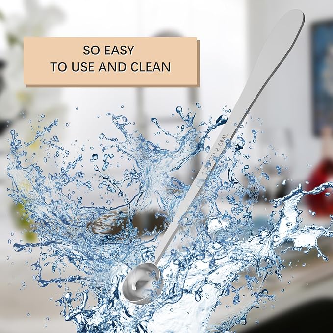 1PCS 1/2Tablespoon(1/2tbsp, 7.5ml) Extra-long Handle Measuring Spoon | 18/8(304) Stainless Steel, Food-Grade, High Precision, Durable, ‌Rust-Free, Dishwasher-Safe, Easy-Read Marking