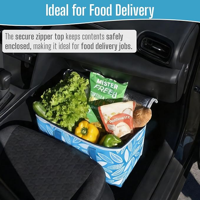 VENO 3 Pack Insulated Cooler Bag Reusable Grocery Bag for Food Delivery | Heavy Duty Large Collapsible Cooler Shopping Tote w/ Zippers, Foldable, Stands Upright for Camping (Spring Breeze, 3 Pack)