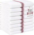 Homaxy 100% Ring Spun Cotton Kitchen Towels 8 Pack, Red Stripe | 15 x 25 Inch, Highly Absorbent Dish Towels for Kitchen Drying, Reusable Cleaning Cloths, Soft Tea Towels with Hanging Loop