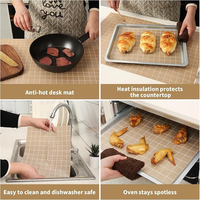 Silicone Baking Mat Roll 12IN*5FT Free Cutting, Non-Slip Pastry Mat, Non-Stick Reusable Air Fryer Liner, Oven Liners, Counter Mat, Freeze Dryer Mat, Easily Cut to Size Fit All Ovens Pans Tins Dishes