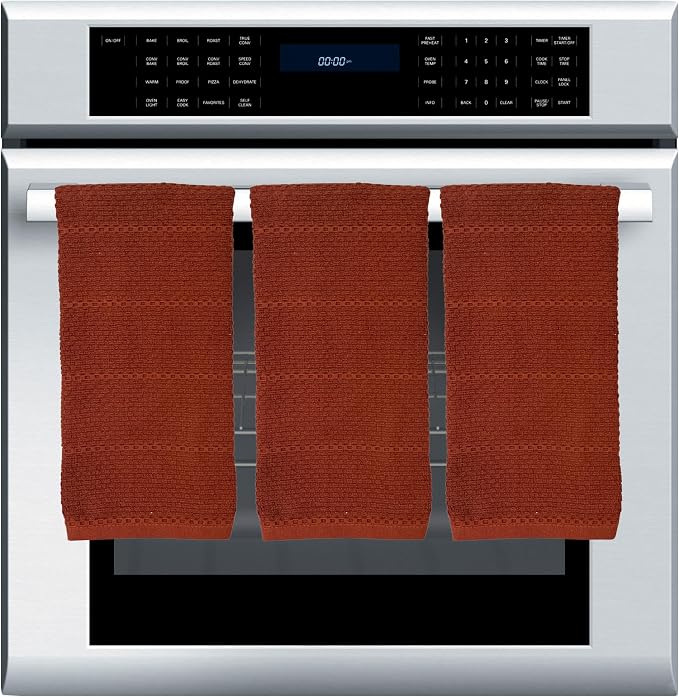 Cinnamon Maroon Rust Kitchen Dish Towels, Set of 3, 100% Cotton, 18" x 28" | Terry Loop Textured, Soft & Absorbent Cleaning Cloth, Quick Dry, Multipurpose for Everyday Use