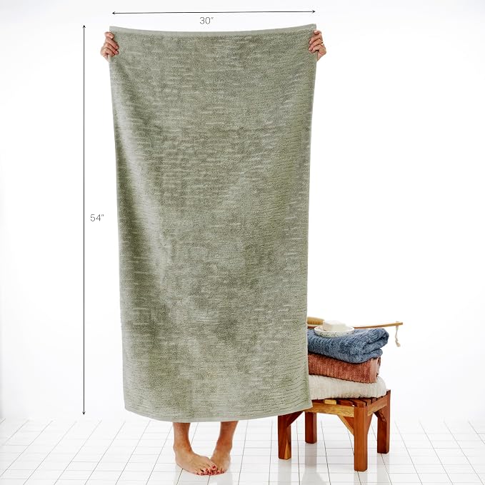 SKL Home CloudSoft Bath Towel Set, 6-Piece, 100% Cotton Luxury, Sage | 2 Bath towels, 2 hand towels, 2 washcloths. Premium spa-level quality. 600/520 GSM weight. Ultra plush & absorbent.