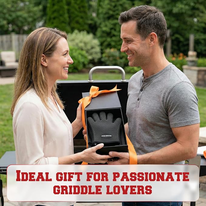 KITCHEN PERFECTION XL Silicone Griddle Gloves - Heat Resistant Oven Mitts | Waterproof, 5-Finger Design For A Better Grip, Best Griddle Grilling Accessories, Compatible with Blackstone, Weber & More