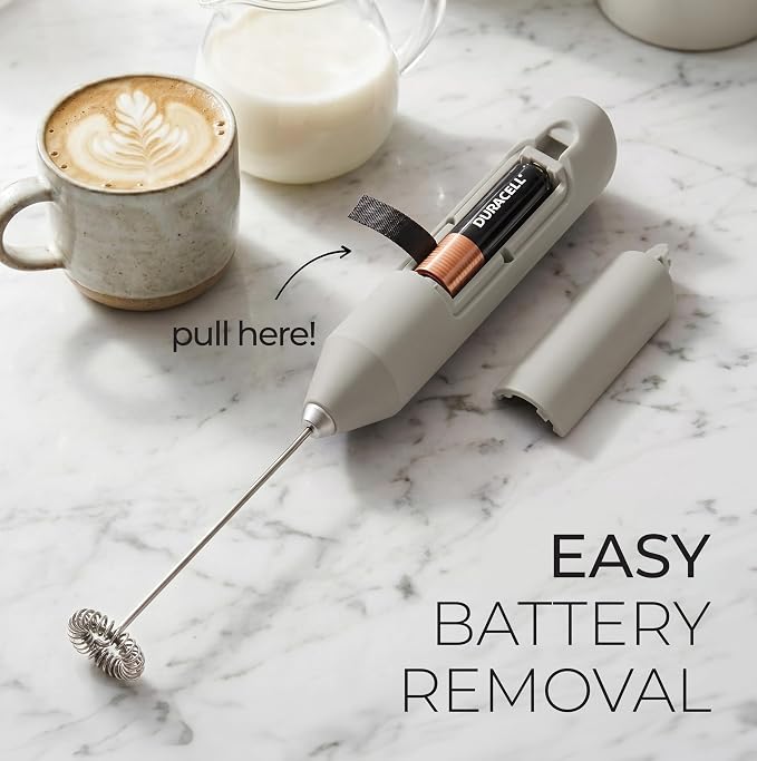 Zulay Kitchen Powerful Milk Frother AA Batteries Included – Ultra Fast Handheld Drink Mixer with Stainless Steel Whisk Stirrer for Coffee, Protein, Matcha & More, Frother Wand Electric Frothmate