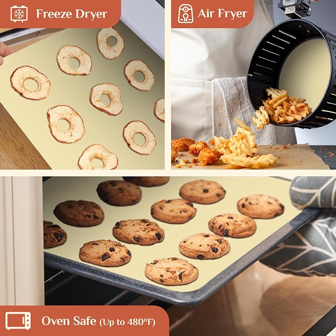 GTJ Silicone Baking Mat Roll, Reusable Baking Sheet Liners, 12 in x 10 ft | Free Cut to Size, Food-Grade, Non-Stick, Non-Slip, For Dough, Pastry, Air Fryer, Freeze Dryer, Oven Pan, Kitchen Counter