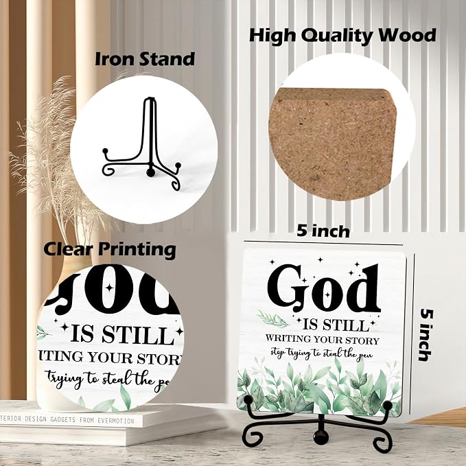 Home Decor, Farmhouse Shelf Decor For Living Room, Boho Aesthetic Table Decorations, Christian Gifts For Women Men, Entryway Tv Stand Fireplace Mantle Coffee Table Decoration (story-06)