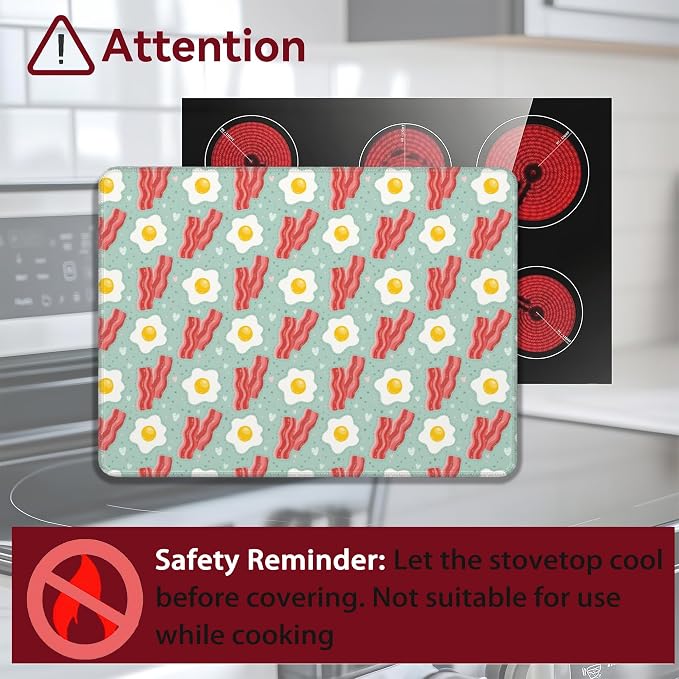 Stove Top Cover Glass Cooktop Heat Resistant Cover,Ceramic Eggs Bacon Stove Top Covers Mat Prevents Scratching Stoves/Counter/Washer Protector,28x20 in