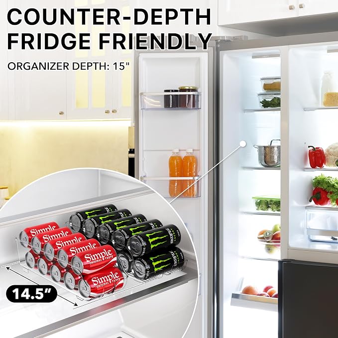 Simple Houseware 4-Pack Assorted Can Organizer for Refrigerator/Pantry | Clear, Set of 4