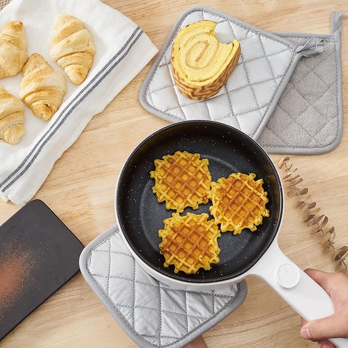 Kitchen Pot Holders Set Heat Resistant Pure Cotton Potholders Kit Trivets Large Coasters Hot Pads Terry Pot Holders for Everyday Cooking and Baking by 7 x 7 Inch Set of 4 Grey
