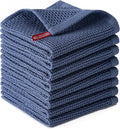 Kitchen Towels 8-Pack Kitchen Dish Cloths,100% Cotton,12x12 In,Navy Blue | Towels Waffle Weave,Ultra Soft Absorbent, Quick Drying