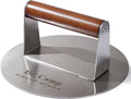 Dr.Camp 7 Inch Stainless Steel Smash Burger Press Burger Smasher Bacon Press Meat Press for Griddle Flat Top Grill with Solid Wood Handle Smooth Bottom Heavy Duty (Round)
