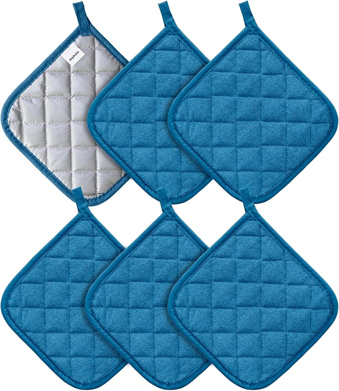 Joyhalo 6 Pack Pot Holders for Kitchen Clearance | Cotton Oven Holder with Great Heat Resistance, Potholders Sets for Kitchen, Countertops, Hot Pots and Pans, Federal Blue