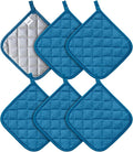 Joyhalo 6 Pack Pot Holders for Kitchen Clearance | Cotton Oven Holder with Great Heat Resistance, Potholders Sets for Kitchen, Countertops, Hot Pots and Pans, Federal Blue