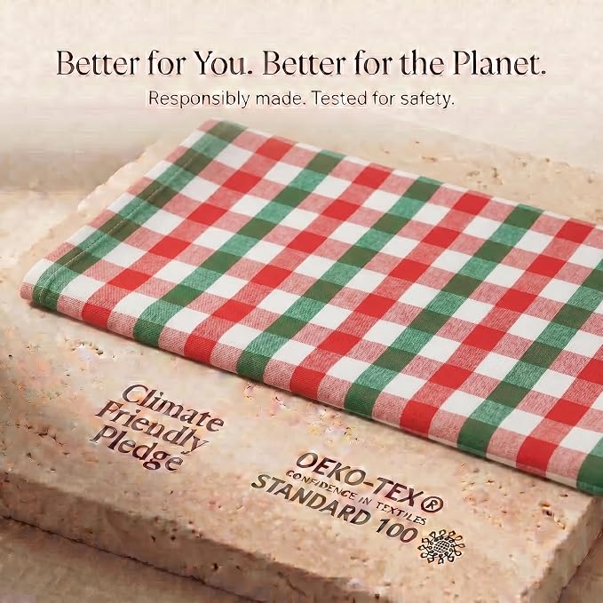 Urban Villa Kitchen Towels Cotton Dish Towels 20”x30” (Set of 6)Red/Grn/Wht