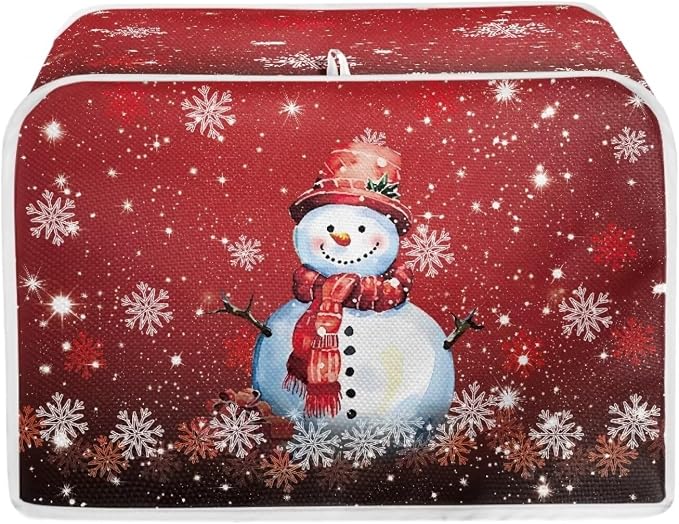 Christmas Snowman Print 2 Slice Toaster Cover Foldable Kitchen Small Appliance Cover Dust and Fingerprint Protection, Machine Washable Home Kitchen Decor Accessories for Xmas