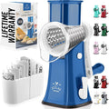 Zulay Kitchen Rotary Cheese Grater 5 Blade Cheese Shredder - Manual Hand Crank Cheese Grater With Reinforced Suction & 5 Interchangeable Drums - Easy to Use, Vegetable Chopper Round Mandoline Slicer