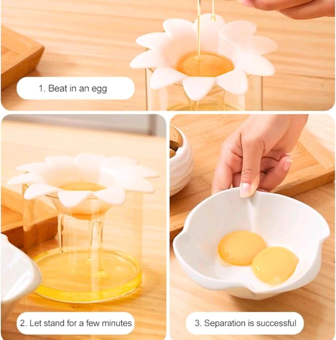 Egg Yolk Separator Cute, Daisy Egg Separator Flower, Egg Separators for Yolk Funny, Egg White Separator, Kitchen Gadgets