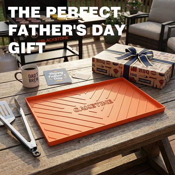 Caketime 17 Inch Silicone Mat for Blackstone Griddle Accessories Grill Top Cover Grilling Cooking Baking Kitchen BBQ Essentials Flat Air Fryer Fun Gadgets Anniversary Birthday Chef Men Gifts