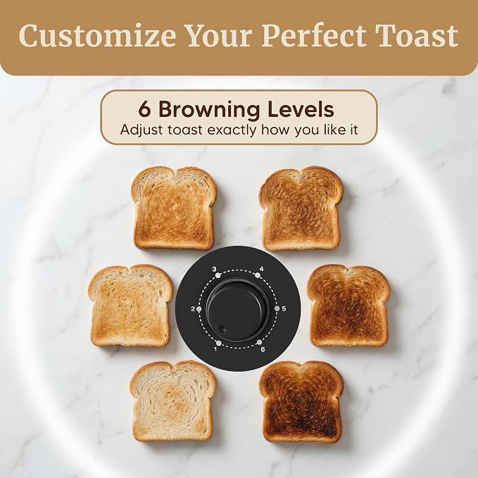Elite Gourmet ECT-3100 4-Slice Long Slot Toaster, Stainless Steel | Extra-Wide Slots Fit Bagels, Sourdough & Texas Toast, 6 Browning Settings, Reheat, Defrost & Cancel, Built-In Warming Rack