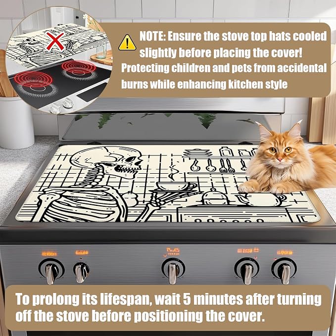 主题 Stove Top Covers for Electric Stove, 主题 Electric Gas Stove Pad Heat Resistant Range Cooktop Protector for Home Decor Kitchen 28"x20"