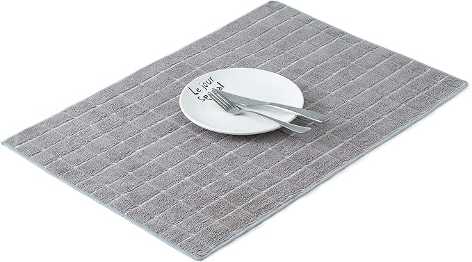 Microfiber Dish Towels - Soft, Super Absorbent and Lint Free Kitchen Towels - 8 Pack (Lattice Designed Gray Colors) - 26 x 18 Inch