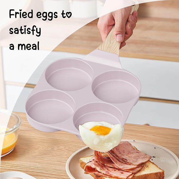 Caannasweis Ceramic Egg Pan Omelette Pan, 4-Cup Nonstick Omelette Skillet, Breakfast Frying Pan Egg Cooker Suitable for Gas Stove & Induction Cookware, PFOA PFOS Free, Purple