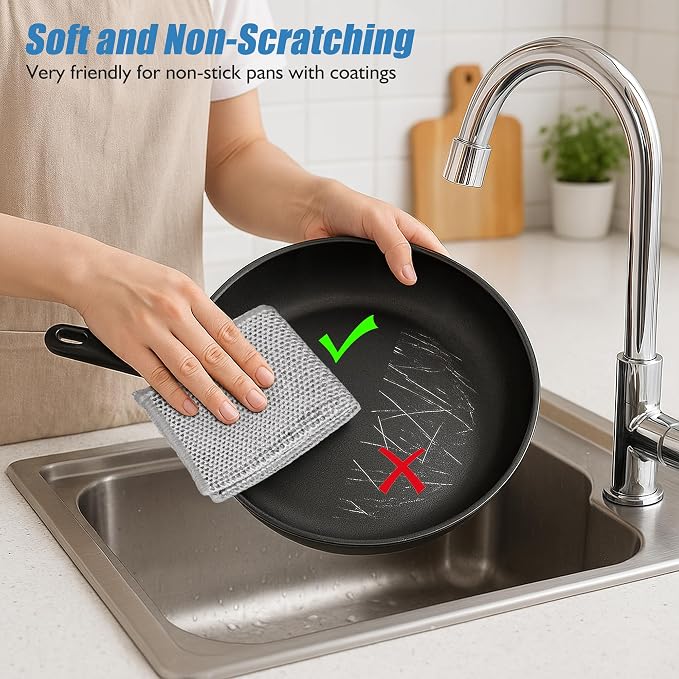 Aidoclip 30PCS Non Scratch Steel Wool Dishcloth Scrubber Pads Kitchen Set | Non Scratch Steel Wool Scrub Pads Effectively Remove Grease and Stains Without Damaging Surfaces