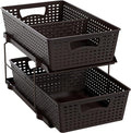 Simple Houseware 2 Tier Pull-Out Sliding Drawer Under Sink Storage, Brown | Great for Kitchen Bathroom Tray Shelf Organizer