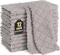 Homaxy 12 Pack Super Soft & Absorbent Dish Cloths, 10" x 10", Grey | Coral Velvet, Nonstick Oil Fast Drying Microfiber Cleaning Cloth, No Lint Household Dishcloths