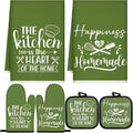 Sratte 6 Pcs Kitchen Decor Accessories Set, Kitchen, Avocado Green | Farmhouse Kitchen Towels Pot Holders Oven Mitts Set 2 Dish Towels 2 Potholders 2 Cooking Mittens for Baking Cooking Supply