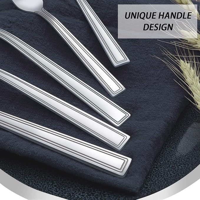 Hunnycook 60-Piece Silverware Set - Stainless Steel Silverware Set for 12, Include Fork Knife Spoon Set, Mirror Polished, Dishwasher Safe, Cutlery Set for Home Kitchen Restaurant