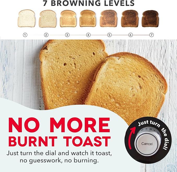 Dash Clear View Toaster | 10" Long Slot 2 Slice Toaster with See-Through Glass Window, 7 Browning Levels, Bagel, Defrost & Reheat Functions, Removable Glass Panel, Crumb Tray, Black