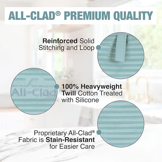 All-Clad Premium Pot Holder & Hot Pad: Heat Resistant up to 500 Degrees - 100% Cotton, 10"x6.25" Hot Pad for Kitchen and Barbeque, 1-Pack, Rainfall