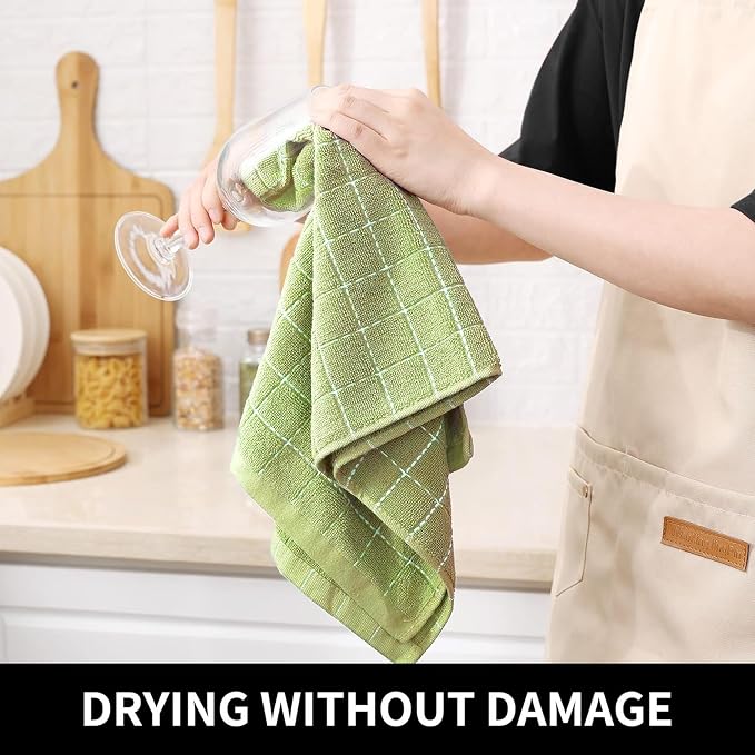 Homaxy 100% Cotton Terry Kitchen Towels, 8 Pack, Sage Green | Ultra Soft and Absorbent Dish Towels for Kitchen, Suitable for Drying and Washing Dishes