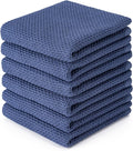 BOOMIBOO 6-Pack Dish Towels,100% Cotton Waffle Weave,13x28 in,Navy Blue | Ultra Soft Absorbent, Quick Drying