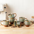theterra Ceramic Coffee Mugs Set of 6, 12 oz Coffee Cups with Handle | Handmade, Suitable for Latte, Tea, Milk, Beer & Hot Cocoa, Sage Umber