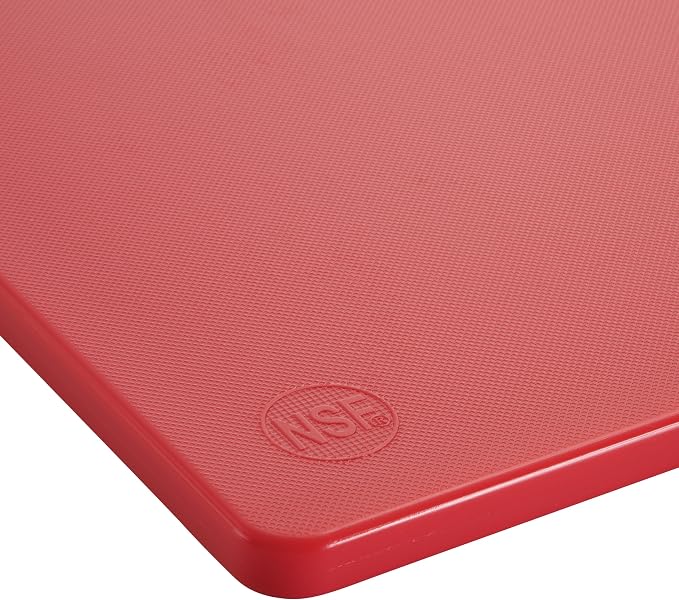 Winco Heavy-Duty Plastic Cutting Board, 15" x 20" x 1/2", Red Medium | Dishwasher safe, Stain resistant, Foodservice, Great for Charcuterie, Cheese, Appetizers and Buffet Displays