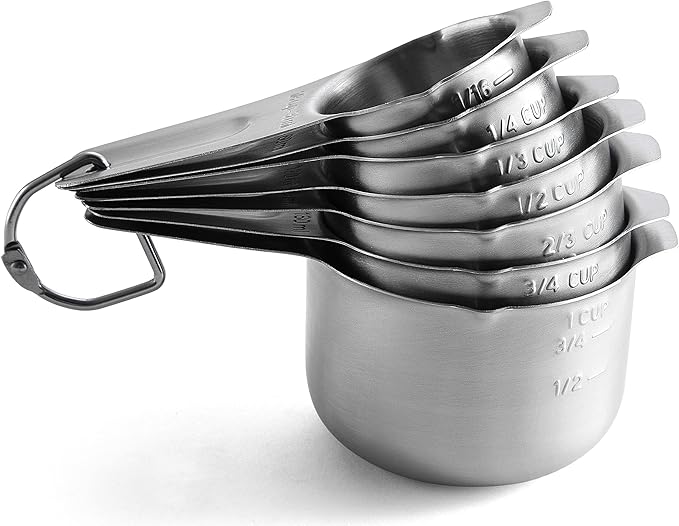 Spring Chef Stainless Steel Measuring Cups Set of 7 with Pour Spout | Metal Measuring Cups for Measuring Dry or Liquid Ingredients, Easy to Read Markings, Dishwasher Safe Nesting Cups for Kitchen
