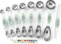Spring Chef Stainless Steel Magnetic Measuring Spoons Set of 8, Pistachio | Nesting Metal Teaspoon & Tablespoon Measuring Spoons with Leveler for Dry & Liquid Ingredients, Dual Sided, Dishwasher Safe