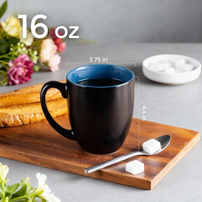 GBhome 16 oz Coffee Mugs Set of 6, Ceramic Coffee Cups- Multi-Color