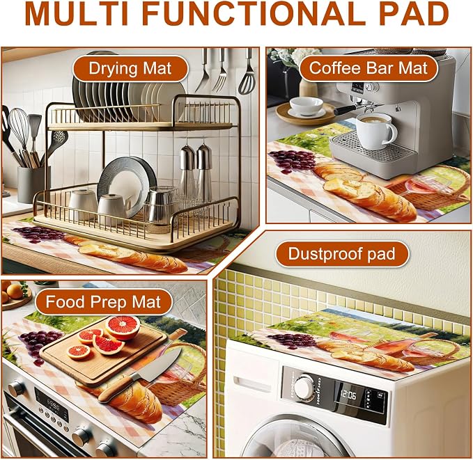 HOMETITUTE Spring Stove Top Covers for Electric Stove 28x20 Inches Picnic Wine Scene Heat Resistant Glass Cooktop Protector Pad Decorative Stovetop Cover for Kitchen Coffee Bar Decor